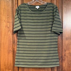 LuLaRoe Gigi Green and Black Striped Tee